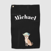 Serviette De Golf Chihuahua Chien noir personnel (Devant)