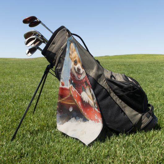 Serviette De Golf Chihuahua Dog in Sledge Let it neiger Noël (Vert)