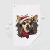 Serviette De Golf Chihuahua Joyeux Noël X-Mas Tree Cute (En situation)
