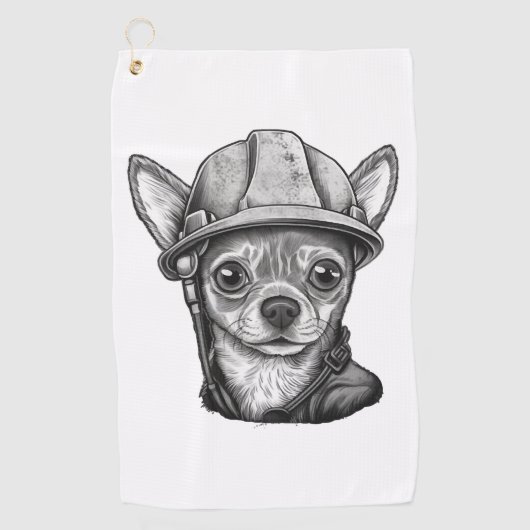 Serviette De Golf Chihuahua Ouvrier de construction (Devant)