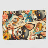 Serviette De Golf Chihuahua sans mer vintage (Horizontal)