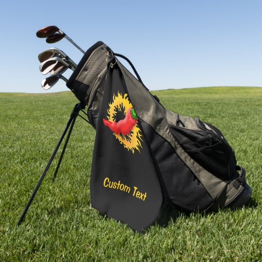 Serviette De Golf Chili Pepper with Flame (Vert)