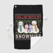Serviette De Golf Chillin with My Snowmies Funny Ugly Christmas (En situation)