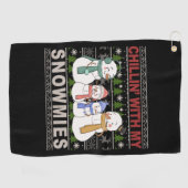 Serviette De Golf Chillin with My Snowmies Funny Ugly Christmas (Horizontal)
