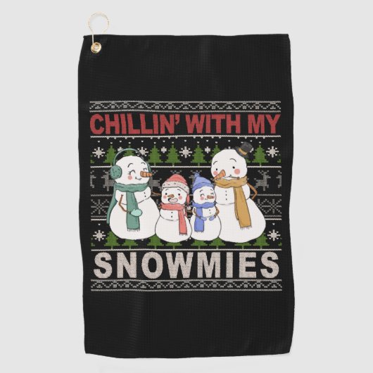 Serviette De Golf Chillin with My Snowmies Funny Ugly Christmas (Devant)