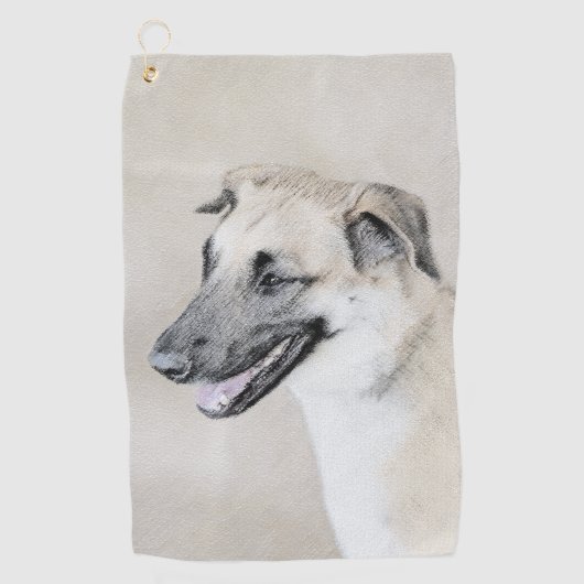 Serviette De Golf Chinook (Oreilles Laissées) Peinture - Art Chien o (Devant)
