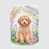 Serviette De Golf Chiot de Doodle Doré (Devant)