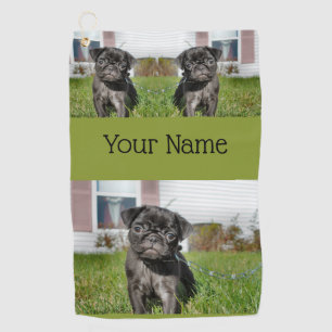 Serviette De Golf Chiot en carlin noir