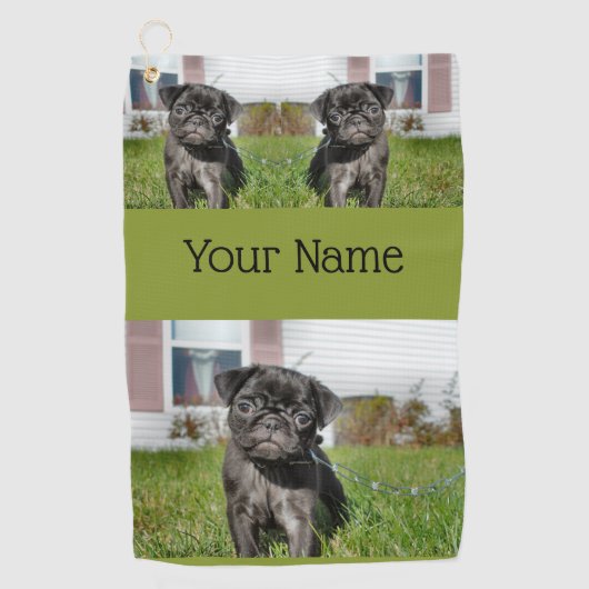 Serviette De Golf Chiot en carlin noir (Devant)