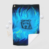 Serviette De Golf Chiots Staffy Bleu (En situation)