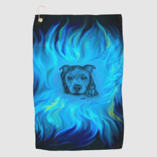 Serviette De Golf Chiots Staffy Bleu