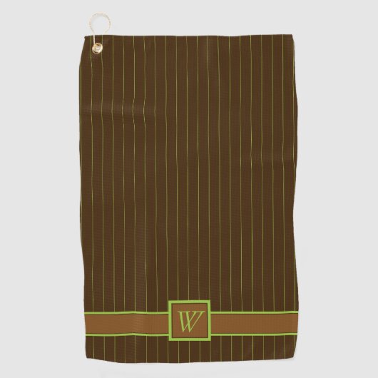 Serviette De Golf Chocolat avec Lime Pinstripes Golf Serviette (Devant)