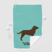 Serviette De Golf Chocolat Labrador Retriever Silhouette avec nom (En situation)