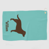 Serviette De Golf Chocolat Labrador Retriever Silhouette avec nom (Horizontal)