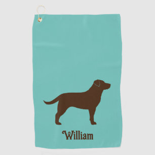 Serviette De Golf Chocolat Labrador Retriever Silhouette avec nom