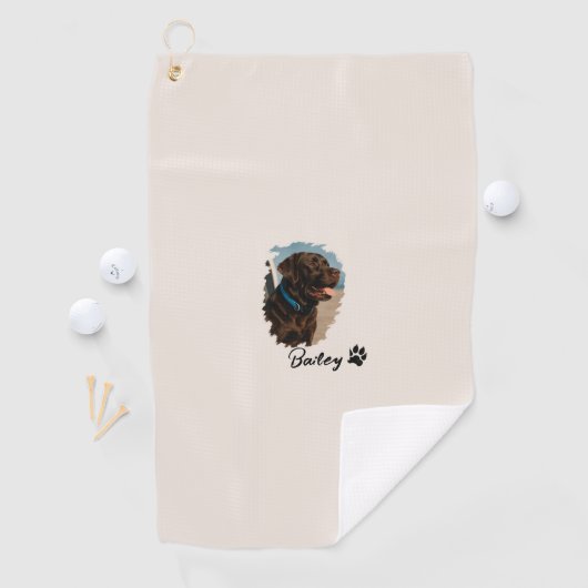 Serviette De Golf Chocolat mignon Labrador Chien - Bailey | Cadeau p (En situation)