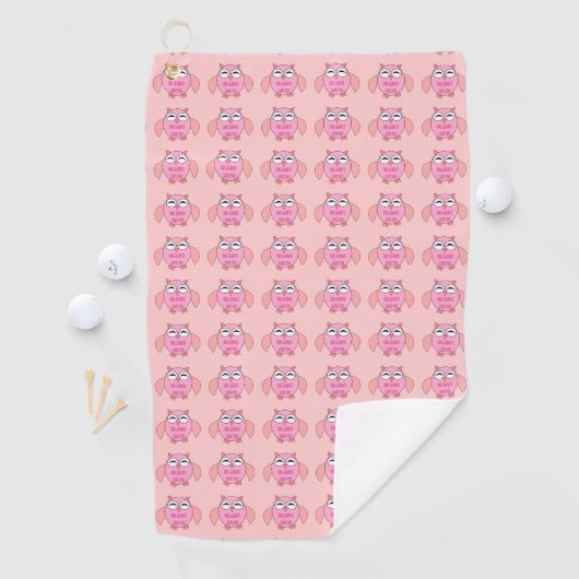 Serviette De Golf Chouette de message d'amour mignonne (En situation)