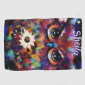 Serviette De Golf Chouette florale impressionniste de Whimsical Pers (Horizontal)