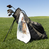 Serviette De Golf Chouette mignonne en aquarelle, personnalisable (Vert)