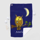 Serviette De Golf Chouette triste avec larmes et lune manquant ton d (En situation)
