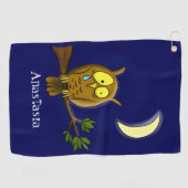 Serviette De Golf Chouette triste avec larmes et lune manquant ton d (Horizontal)