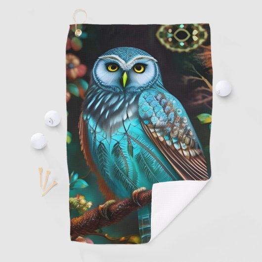 Serviette De Golf Chouette turquoise (En situation)