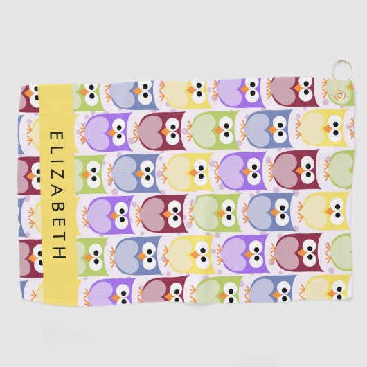 Serviette De Golf Chouettes mignonnes, Chouette Motif, Chouettes col (Horizontal)
