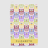 Serviette De Golf Chouettes mignonnes, Chouette Motif, Chouettes col (Devant)