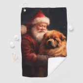 Serviette De Golf Chow Chow avec Noël Festif du Père Noël (En situation)