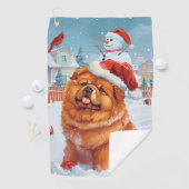 Serviette De Golf Chow Chow Winter Wonderland Noël Joie (En situation)