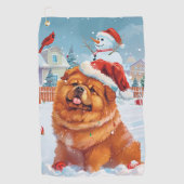 Serviette De Golf Chow Chow Winter Wonderland Noël Joie (Devant)
