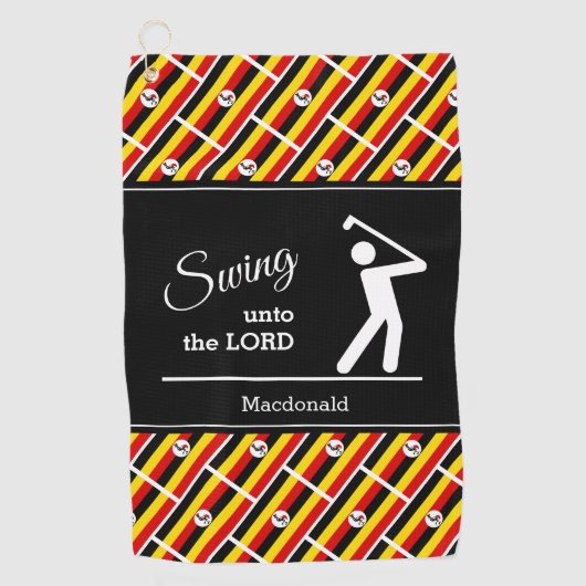 Serviette De Golf Christian Swing Au Seigneur Personnalisé UGANDA (Devant)