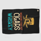 Serviette De Golf Cigares Week-End Avec Chance Whiskey (Horizontal)