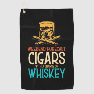 Serviette De Golf Cigares Week-End Avec Chance Whiskey