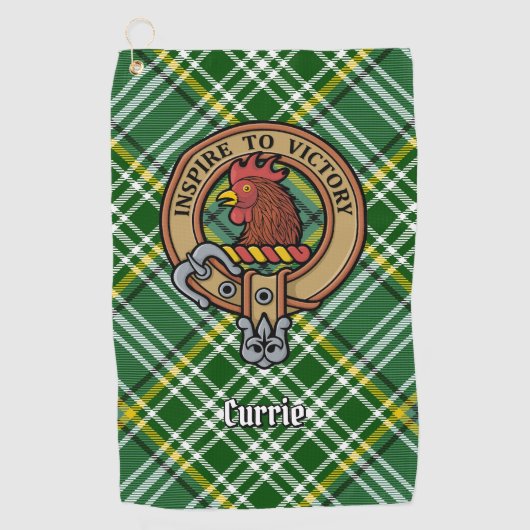 Serviette De Golf Cimier de coq Clan Currie sur Tartan (Devant)