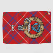 Serviette De Golf Cimier Rose de clan sur Tartan (Horizontal)