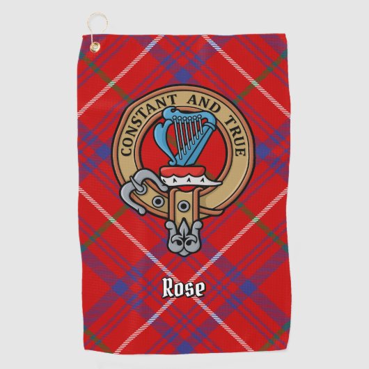 Serviette De Golf Cimier Rose de clan sur Tartan (Devant)