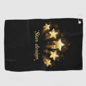 Serviette De Golf Cinq étoiles d'or en noir (Horizontal)