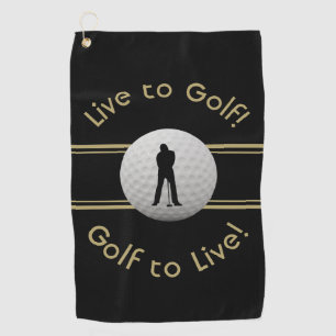 Serviette De Golf Citation de golf en typographie noir et or
