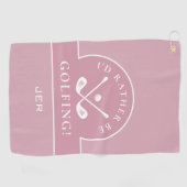 Serviette De Golf Citation de golf Golf Pro Monogramme rose (Horizontal)