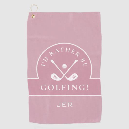 Serviette De Golf Citation de golf Golf Pro Monogramme rose (Devant)