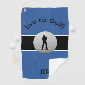 Serviette De Golf Citation de golf Monogramme Royal Blue Black (En situation)
