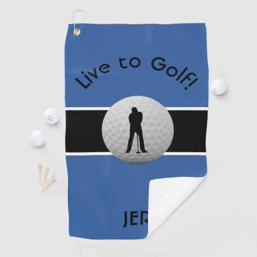 Serviette De Golf Citation de golf Monogramme Royal Blue Black (En situation)