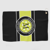 Serviette De Golf Citation drôle de Pickleball Nom Initial Noir (Horizontal)