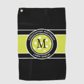 Serviette De Golf Citation drôle de Pickleball Nom Initial Noir (Devant)
