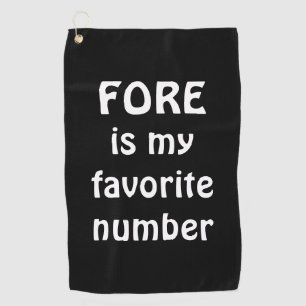 Serviette De Golf Citation drôle Fore est mon numéro préféré Noir