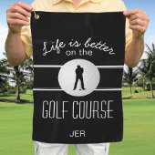 Serviette De Golf Citation Golfer Pro moderne Monogramme Noir Blanc