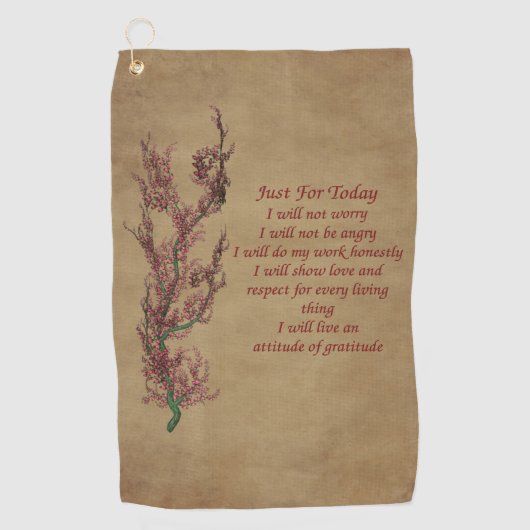 Serviette De Golf Citation Inspirationnelle Juste Pour Aujourd'Hui (Devant)