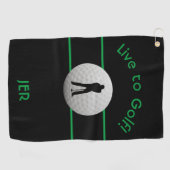 Serviette De Golf Citation Live to Golf Brodée Noir & Vert (Horizontal)
