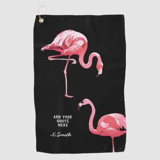 Serviette De Golf Citation monographique Cute et Flamant rose tropic (Devant)